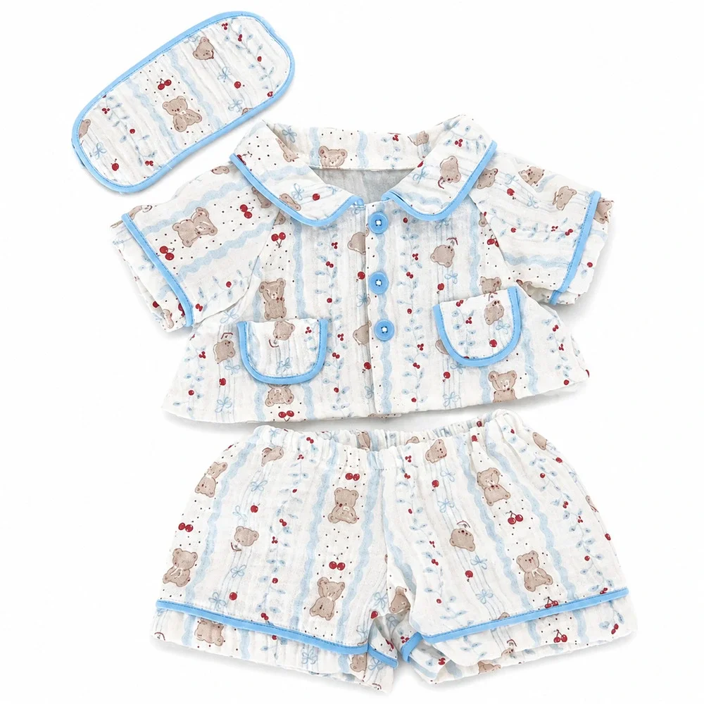 Blue Trim Cherry Loungewear for Bartholomew Bear Plush – 14 Inch [BXYC-35-14IN]